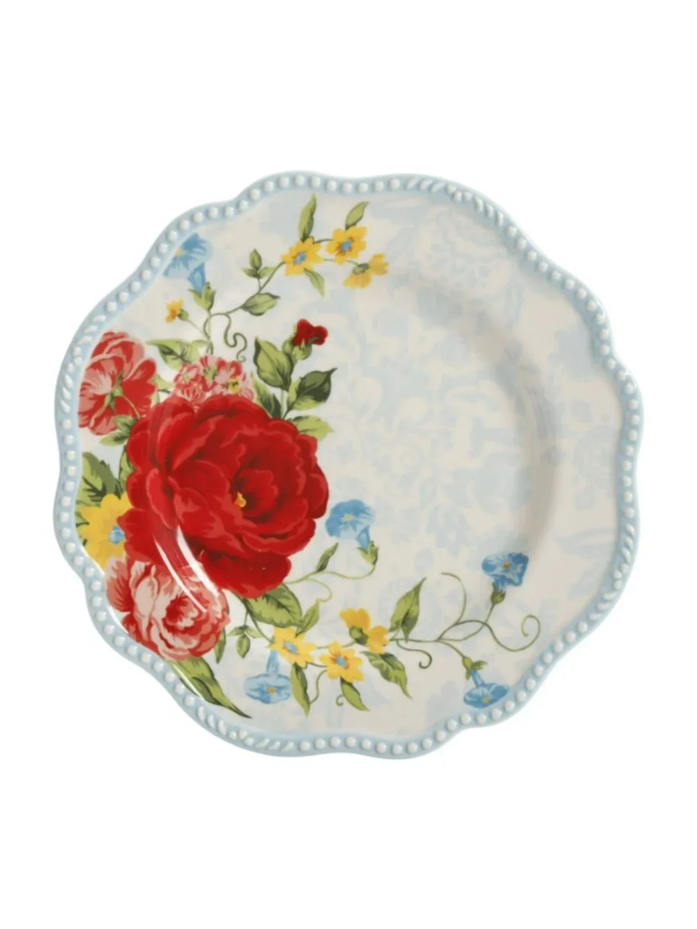 The Pioneer Woman Home Blue & Red Sweet Rose 12-Piece Floral Dinnerware Set
